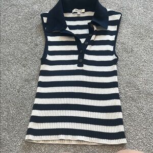 Madewell Navy and White Striped Knit Top